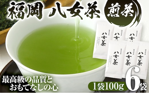 福岡 八女茶 煎茶 600g（100g×6袋） お茶 緑茶 原野製茶 奥八女 八女 茶葉 福岡県 福岡 九州 グルメ お取り寄せ