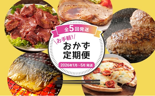 定期便 お手軽！おかず定期便【年5回発送】（ローストビーフ 味噌豚ステーキ 牛豚合い挽き ハンバーグ 焼き塩さば・ピエトロ ピザ） 簡単 おかず 定期発送 セット 送料無料 【2026年1月～5月まで計5回お届け】