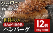 佐賀牛入 生ハンバーグ 1つ120g 12個入 肉汁たっぷり 牛豚合挽 ハンバーグ 柔らかい 肉 牛 ジューシー 夕飯 おかず 小分け 贅沢 グルメ 九州 古賀市