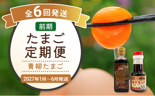 たまご前期定期便 6回発送（初回のみ醤油付き・たまご20個）20個×6回 合計120個 定期便 6ヶ月 卵 青柳たまご 送料無料 【2027年1月～6月の計6回お届け】