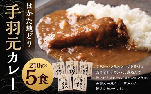 はかた地どり カレーギフト 5人前 (210g×5パック) 合計1050g はかた 地どり 地鶏 博多 手羽 手羽元 レトルト カレー 常温 九州 福岡県 嘉麻市