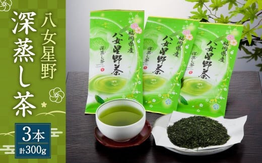 八女星野 深蒸し茶100g 3本詰め 合計300g セット 緑茶 茶葉