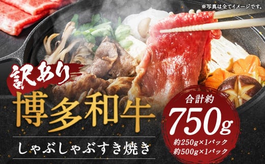 【訳あり】博多和牛しゃぶしゃぶすき焼き 約750gセット