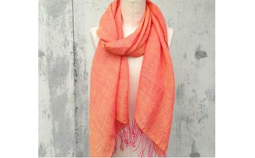ito to iro 手染め・手織り仕上げ 「ストール」ピンクレッド×イエロー（大判） ファッション小物 