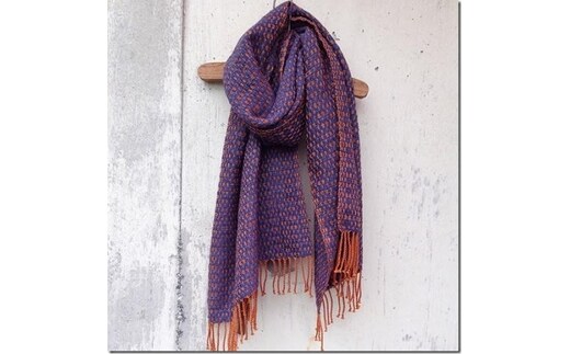 ito to iro 手染め・手織り仕上 メリノウール100％ ストール ライトブラウン・ネイビー ファッション小物 