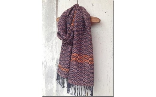 ito to iro 手染め・手織り仕上 メリノウール100％ クラックル織りストール【B】 ファッション小物 