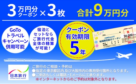 日本旅行 地域限定旅行クーポン【90，000円分】 | dショッピング