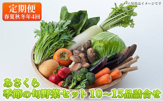 定期便 野菜セット 年4回 春夏秋冬 おまかせ 10～15種 旬 朝倉市産 着日指定不可 配送不可 離島 詰合せ 