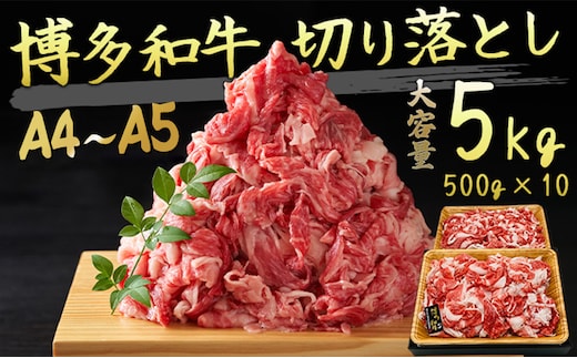 限定 牛肉 博多和牛 A4～A5 切り落とし 合計5kg（500g×10p）肩ロース 赤身 バラ カルビ 小分け 大好評につき継続！配送不可：離島 