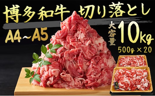 限定 牛肉 博多和牛 A4～A5 切落とし 合計10kg（500g×20p）肩ロース 赤身 バラ カルビ 配送不可：離島 牛肉炒め物 お肉 バラ(カルビ) 