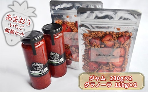 ジャム グラノーラ セット あまおうジャム 230g×2＋いちごいちごいちごあまおうグラノーラ 110g×2 加工食品 イチゴジャム ストロベリージャム シリアル 朝食 朝ごはん 小腹 特別栽培 