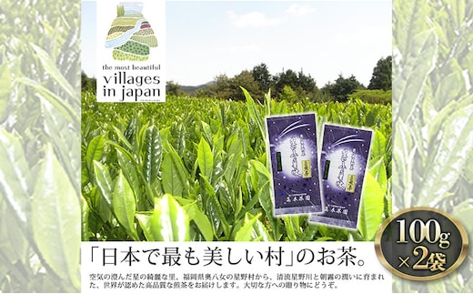お茶 煎茶 八女茶 100g×2袋 奥八女 星野村 高級 深蒸し 茶 星野茶 緑茶 