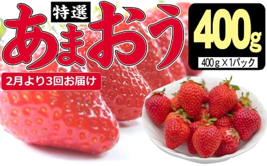 定期便 3ヶ月 いちご あまおう 400g 特選 あまおう 2026年2月より発送 イチゴ 苺 フルーツ 果物 デザート 3回 お楽しみ ※配送不可：離島 