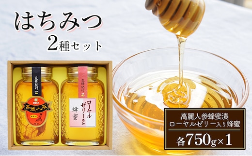 はちみつ セット 2種 高麗人参蜂蜜漬・ローヤルゼリー入り蜂蜜 各750g×1 ハチミツ 蜂蜜 健康 KS-60 