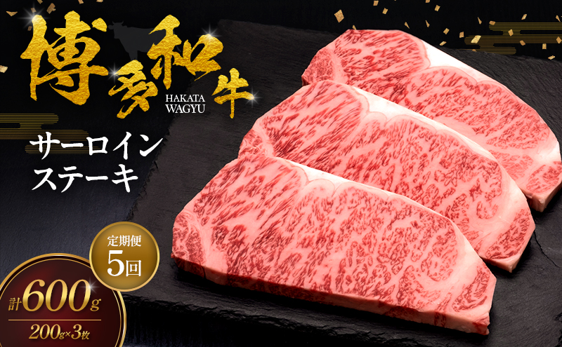 【5ヶ月連続 定期便】 博多和牛 サーロインステーキ 3枚 肉 牛肉 ※配送不可：離島