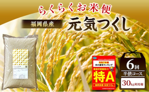 米 らくらくお米便 計30kg 元気つくし ( 5kg × 6回 )