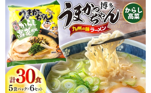 インスタントラーメン うまかっちゃん からし高菜風味 5食パック 6ケース 計 30食 [地域商社ふるさぽ 福岡県 宇美町 um40bfw220001] からし 高菜 ラーメン 博多ラーメン インスタント とんこつ 即席ラーメン 袋麺 まとめ買い ラーメン詰め合わせ