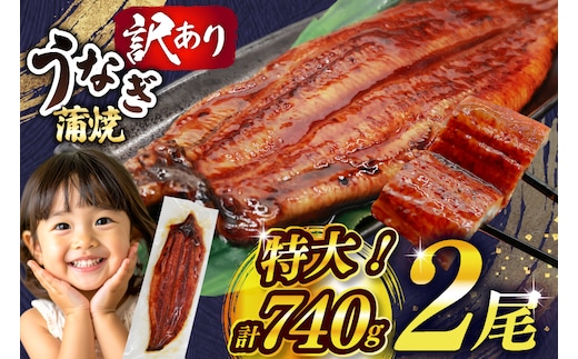 うなぎ 訳あり 鰻 蒲焼 特大 2尾 計約740g 不揃い 規格外 小分け [大黒物産 福岡県 宇美町 um40bak830009] タレ 山椒付 茶葉蒸し ウナギ うなぎ蒲焼 鰻蒲焼き 蒲焼き かば焼き 真空パック 個包装 冷凍 unagi