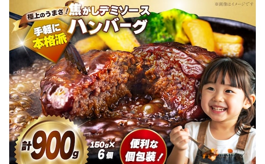 ハンバーグ 温めるだけ レンジ 湯煎 レトルト デミグラス 150g 6個 計900g 小分け 個包装 [大黒物産 福岡県 宇美町 um40bak830012] 湯せん 冷凍 レンチン 温める大容量 はんばーぐ hannba-gu 人気