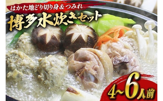 水炊き セット 4～6人前 はかた地どり 切り身 つみれ [ベネフィス 福岡県 宇美町 um40azp190030] 水たき 具材 スープ はかた地どり 切り身 つみれ