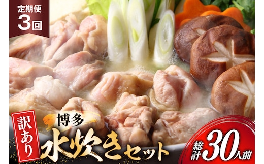 【3回定期便】 水炊き 鍋セット 訳あり 博多水炊きセット 10人前 2人前 × 5セット 3回 定期便 総計30人前 [MEAT PLUS 福岡県 宇美町 um40azp010050] みずたき 鶏肉 鍋 スープ セット 冷凍 小分け 定期 3ヶ月 水炊きセット 国産
