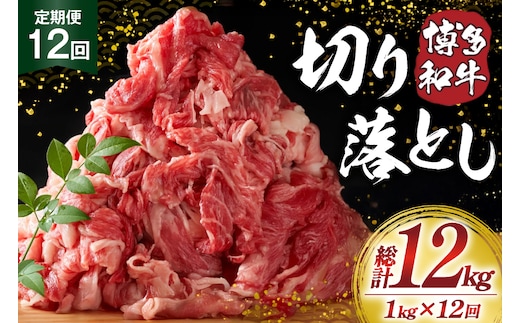 肉 博多和牛 切り落とし 1kg 12回 定期便 [MEAT PLUS 福岡県 宇美町 um40azp010058] ふるさと納税 牛肉 牛 肉 和牛 黒毛和牛 切落し 赤身 和牛 肩肉 牛肩 バラ肉 バラ 1キロ 国産 冷凍