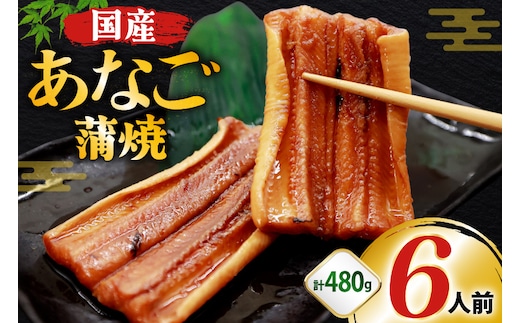 あなご 国産 蒲焼 カット 6パック 6人前 480g [大黒物産株式会社 福岡県 宇美町 um40bak830043] 穴子 アナゴ タレ たれ 蒲焼き 魚 海鮮 魚介 冷凍 小分け おかず おつまみ ご飯のお供