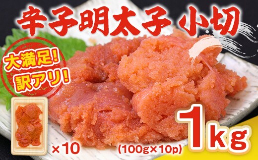 訳あり 明太子 辛子明太子 小切 100g 10p 計1kg [MEAT PLUS 福岡県 宇美町 um40azp010021] 明太子 めんたいこ 博多 ご飯のお供 おつまみ