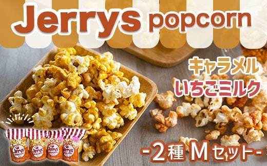 菓子 ジェリーズ ポップコーン 2種 各2袋 Mセット [社会福祉法人 柚の木福祉会 Create803 福岡県 宇美町 um40azp020001] キャラメルポップコーン いちごミルク お菓子