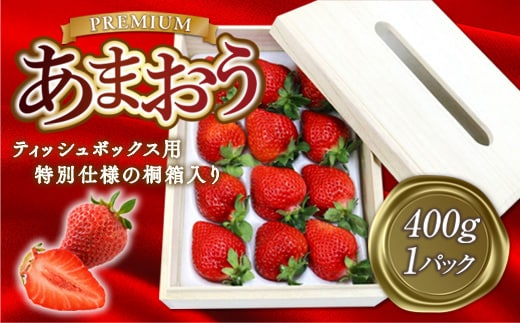 【期間限定発送】 いちご あまおう プレミアム 400g 1p ティッシュ箱型 桐箱入り [THE FARM_strawberry 福岡県 宇美町 um40azo780008] イチゴ 苺 フルーツ 果実 甘い ティッシュケース