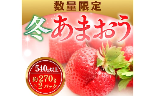 【期間限定発送】 いちご あまおう 冬あまおう 270g以上 2p 計540g以上 [ストロベリーファーム 福岡県 宇美町 um40azp070002] イチゴ 苺 フルーツ 果実 甘い 小分け