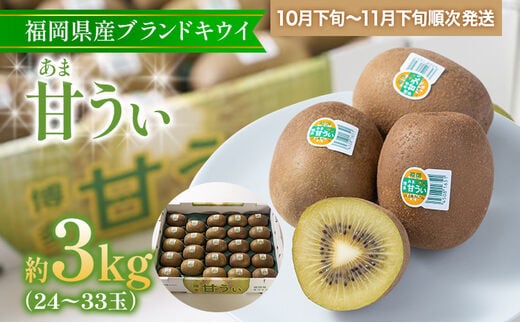 福岡県産ブランドキウイ「甘うぃ」約3kg(24-33玉)