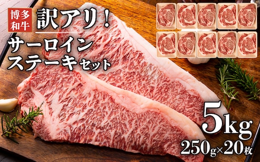 訳あり！博多和牛サーロインステーキセット 5kg（250g 2枚入り×10p） お取り寄せグルメ お取り寄せ 福岡 お土産 九州 福岡土産 取り寄せ グルメ 福岡県