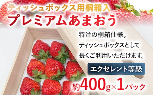 【2026年発送先行予約】ティッシュボックス用特別仕様の桐箱入りプレミアムあまおう あまおうEX400ｇｘ1パック ギフト、お祝い、贈答用 お取り寄せグルメ お取り寄せ 福岡 お土産 九州 福岡土産 取り寄せ グルメ 福岡県