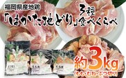 はかた地どり 3種 食べくらべ 約3kg セット (もも・むね・ぶつ切り) お取り寄せグルメ お取り寄せ 福岡 お土産 九州 ご当地グルメ 福岡土産 取り寄せ 福岡県 食品