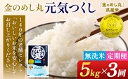 【無洗米 3回定期便】 令和7年産 無洗米 金のめし丸 元気つくし 5kg 定期便 3ヵ月 福岡 お米 米 ごはん ご飯 お弁当 おにぎり 金のめし丸県産米 福岡ブランド米 めし丸 ライス rice 飯