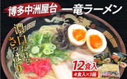 博多中洲屋台 一竜ラーメン 12食入（4食入×3箱） 豚骨ラーメン 博多 屋台 生麺 生めん 福岡県 福岡 九州 グルメ お取り寄せ