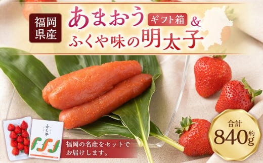 あまおう ギフト箱&ふくや味の明太子540gあまおう いちご 苺 イチゴ 果物 くだもの フルーツ 明太子 めんたいこ セット 【2025年12月上旬~2026年3月下旬発送予定】