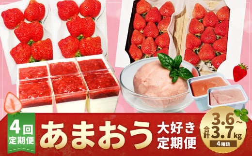 【予約受付・4回定期便】あまおう大好き定期便 あまおう いちご イチゴ 苺 くだもの 果物 フルーツ ジェラート レアチーズケーキ デザート スイーツ【2026年2月上旬~7月下旬発送予定】