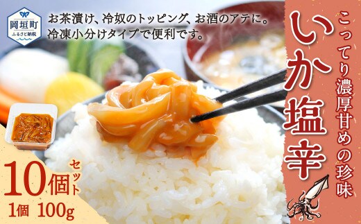 いか塩辛10食セット 岡垣町 いか 塩辛 珍味 いかわた 魚介 魚介類 冷凍 小分け おつまみ