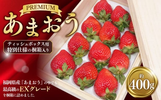 ティッシュボックス用 特別仕様の桐箱入り プレミアムあまおう 約400g×1パック 【ギフト・お祝い・贈答用】【2026年2月上旬~4月上旬発送予定】