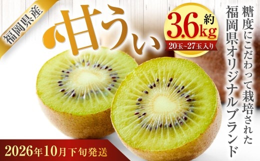福岡県産 博多甘うぃ 約3.6kg(20玉~27玉入り)キウイフルーツ キウイ 【2026年10月下旬~11月下旬発送予定】