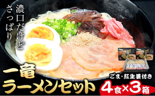 一竜ラーメンセット 合計12食 (4食入×3箱) 株式会社木村食品《30日以内に出荷予定(土日祝除く)》福岡県 小竹町 ラーメン らーめん 麺 スープ付き 送料無料---sc_kmricr_30d_r7_11000_12i---
