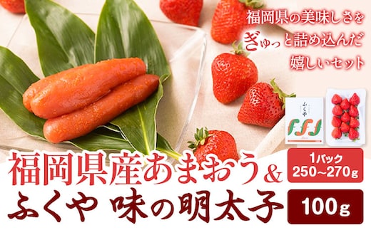 福岡県産あまおう & ふくや味の明太子 100g 南国フルーツ株式会社《12月上旬-3月末頃出荷》福岡県 小竹町 あまおう いちご めんたいこ 明太子 セット 送料無料【配送不可地域あり】---sc_cnngkaf_af123_r7_14000_100g---