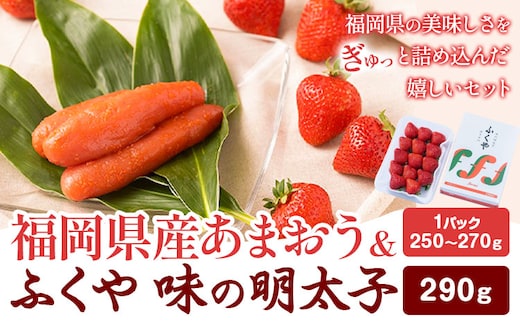 福岡県産あまおう & ふくや味の明太子 290g 南国フルーツ株式会社《12月上旬-3月末頃出荷》福岡県 小竹町 あまおう いちご めんたいこ 明太子 セット 送料無料【配送不可地域あり】---sc_cnngkaf_af123_r7_21500_290g---