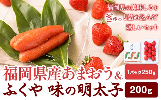 福岡県産あまおう & ふくや味の明太子 200g 南国フルーツ株式会社《12月上旬-3月末頃出荷》福岡県 小竹町 あまおう いちご めんたいこ 明太子 セット 送料無料【配送不可地域あり】---sc_cnngkaf_af123_26_18000_200g---