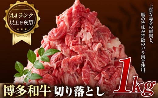 博多和牛切り落とし 1000g (500ｇ×2パック)《30日以内に出荷予定(土日祝除く)》小竹町 博多和牛 株式会社MEAT PLUS 牛肉 牛肩 バラ A4ランク 以上使用 厳選---sc_fmphwgkiri_30d_25_15500_1kg---