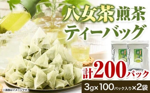 八女茶 煎茶ティーバッグ 計200パック (3g×100パック入り×2袋) 株式会社親和園《30日以内に出荷予定(土日祝除く)》福岡県 鞍手郡 鞍手町 お茶 緑茶 茶 八女星野茶 ティーパック ティーバッグ 八女茶 送料無料---skr_snwympac_30d_r7_11500_200i---