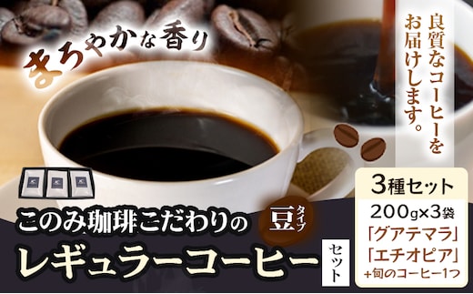 コーヒー 珈琲 珈琲豆 レギュラーコーヒー 豆タイプ セット 3種 このみ珈琲《30日以内に発送予定(土日祝除く)》ギフト 福岡県 鞍手町 送料無料---skr_knmrg_30d_25_21000_3i_m---