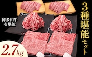 博多和牛 ３種堪能セット 2.7kg 計6パック 株式会社エム・ケイ食品《30日以内に出荷予定(土日祝除く)》---skr_fmksansh_30d_r7_50000_2700g---